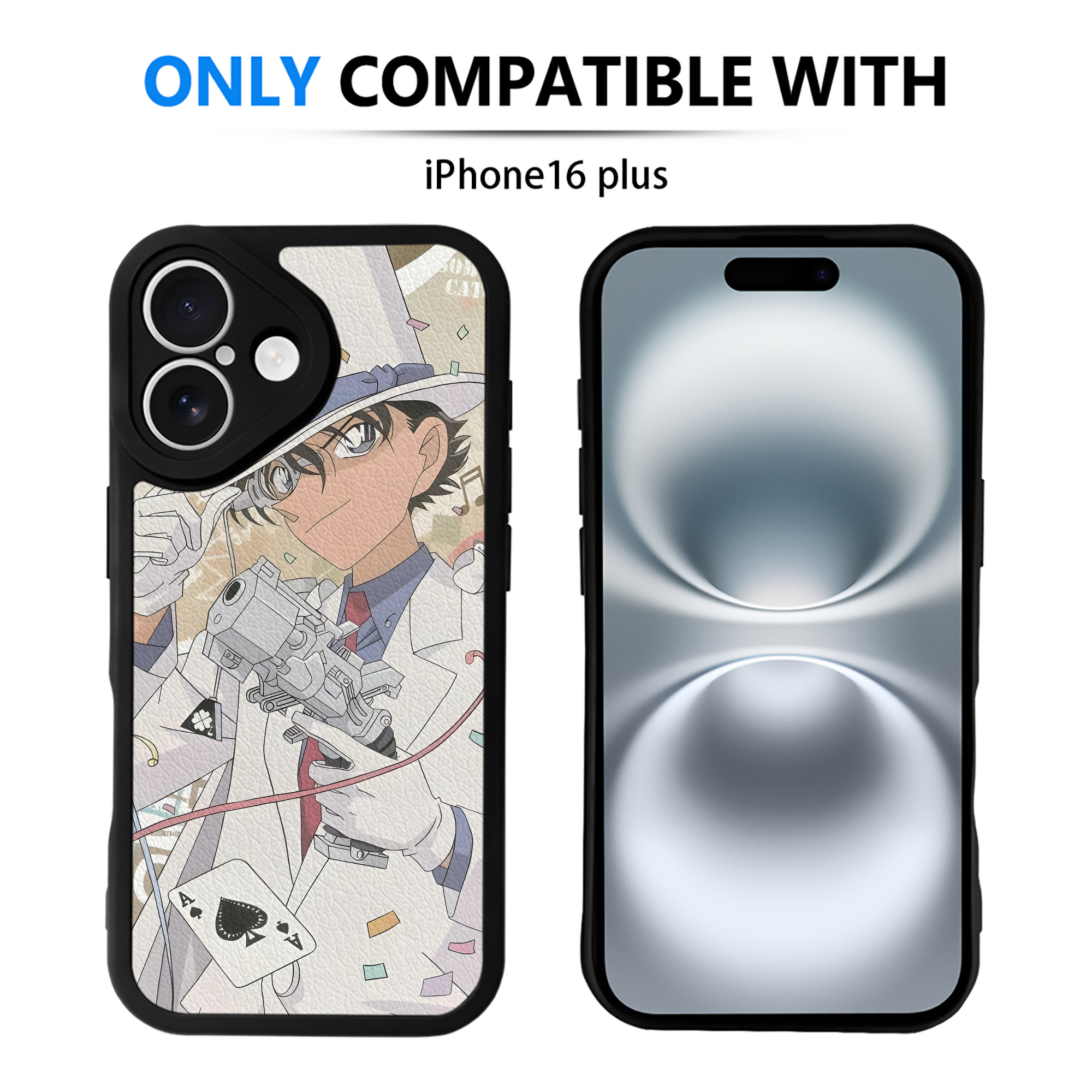 （画像用） 名探偵コナン Detective Conan 【iPhone 16シリーズ対応】シリコンスマホケース（レザー調） 材質：シリコン